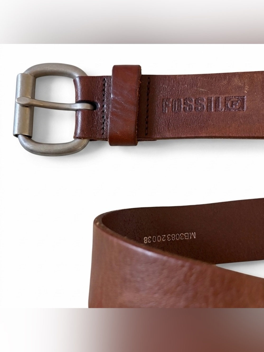 Fossil Men’s Brown Full Grain Leather Belt Size 95/38